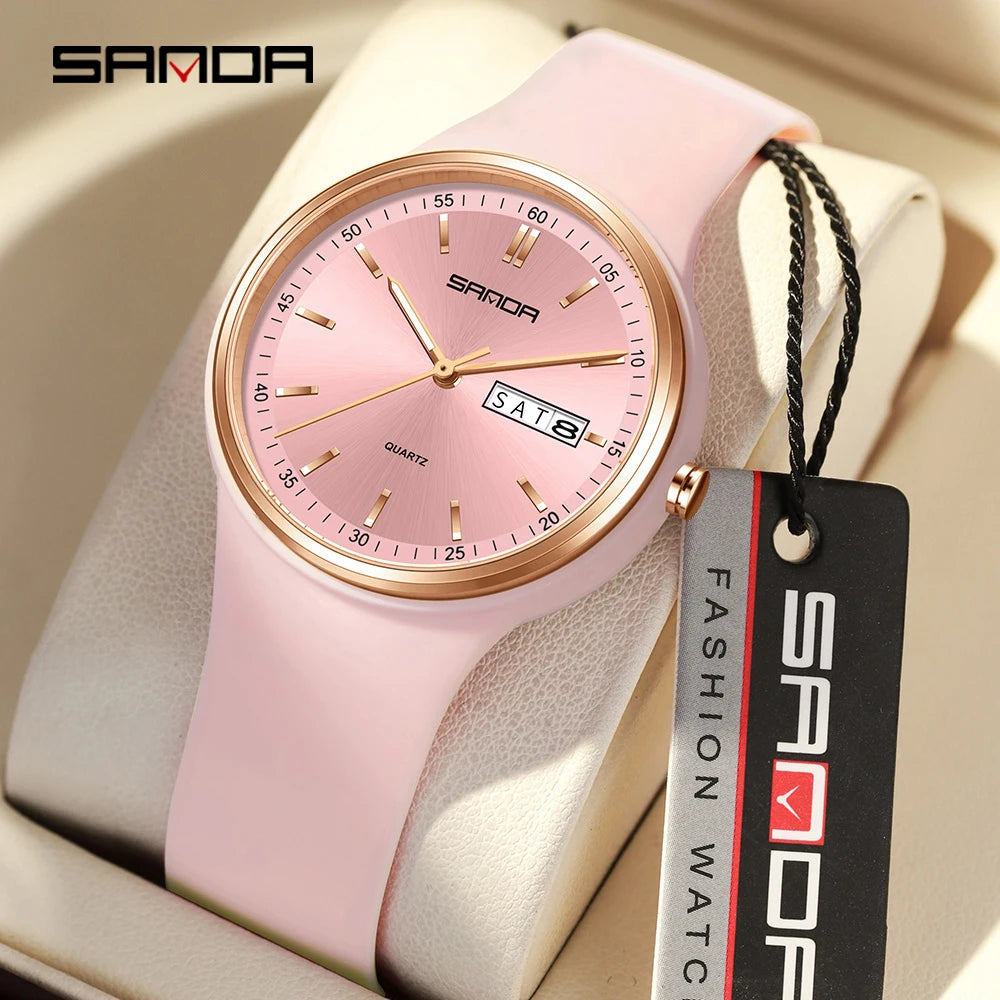 2025 Fashion SANDA Top Brand 6213 Female Student Casual Simple Women's Dual Calendar Elegant Female Student Quartz Wrist Watches