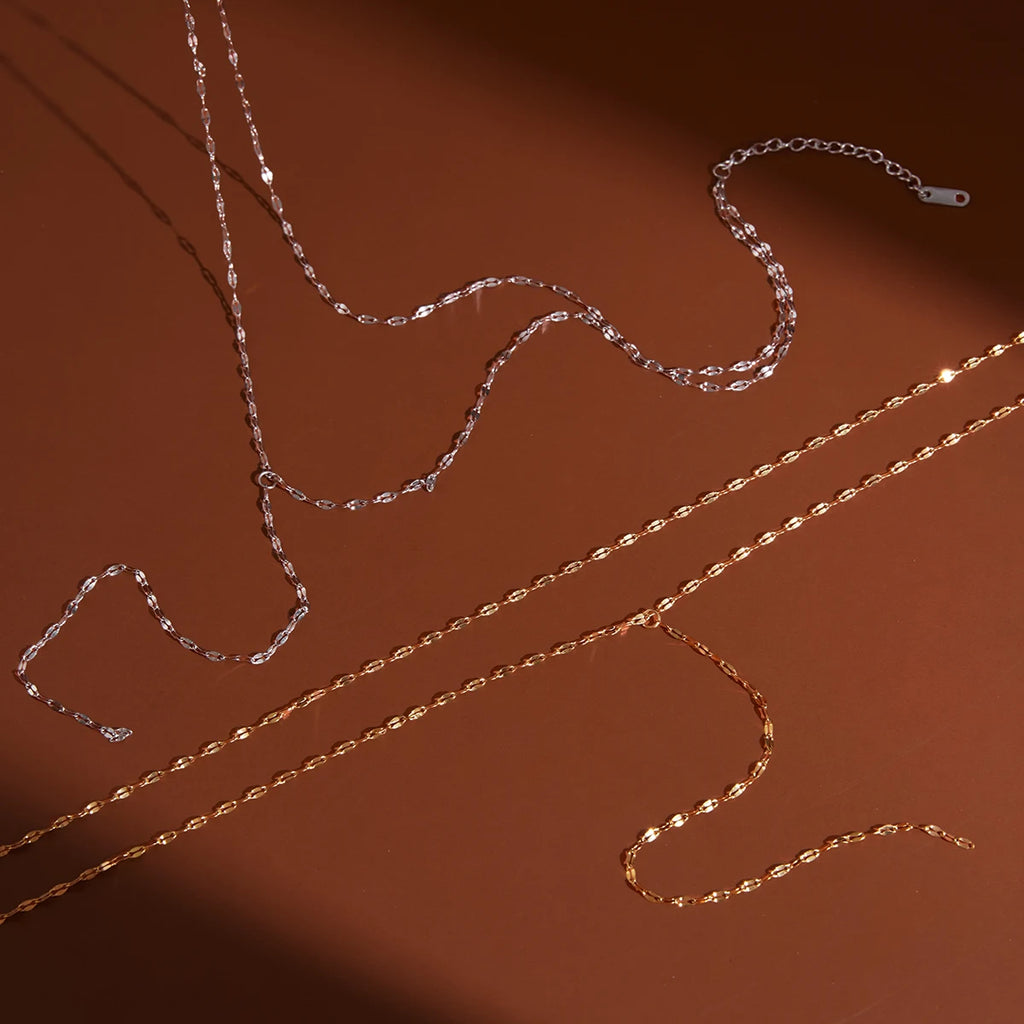 Uworld Classic Steel Gold Color Double-Layer Y-Shaped Chain Necklace For Women 18K PVD Gold Plated Stainless Steel Necklaces