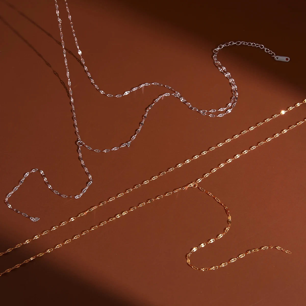 Uworld Classic Steel Gold Color Double-Layer Y-Shaped Chain Necklace For Women 18K PVD Gold Plated Stainless Steel Necklaces