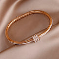 316L Stainless Steel 18K PVD Plated  Beads Cross Bangles for Women Fashion Brand Jewelry Golden Flower Bangles Party Accessories