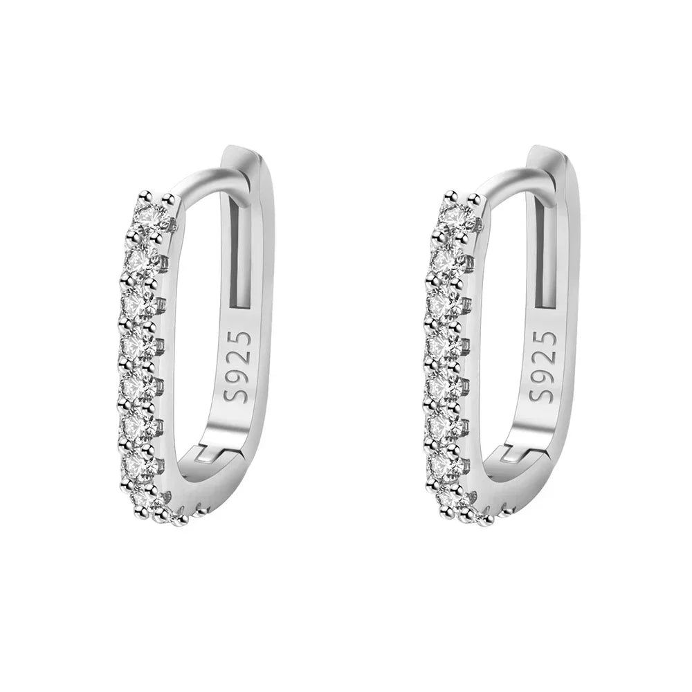 Original designer 925 Sterling Silver Elegant Crystal Jewelry Fashion Zircon Circle Hoop Earrings for Woman Wedding Party Gift