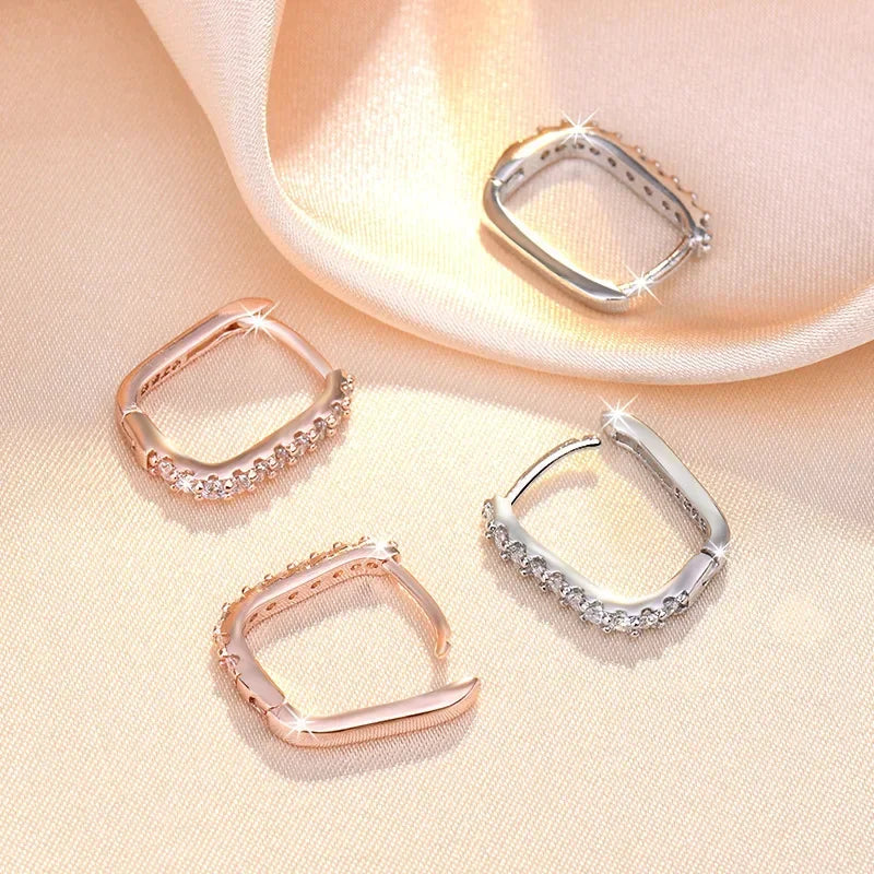 Original designer 925 Sterling Silver Elegant Crystal Jewelry Fashion Zircon Circle Hoop Earrings for Woman Wedding Party Gift