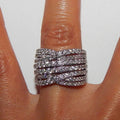 Huitan New Trendy Multi-layers Cross Finger Rings Full with CZ Bling Bling Sparkling Women's Accessories Wedding Modern Jewelry