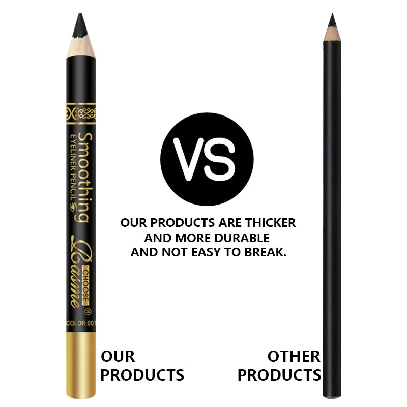 6-Piece Black Eyeliner Pencil Set Pure Black Outline Eyeliner Durable Waterproof and Sweat Proof