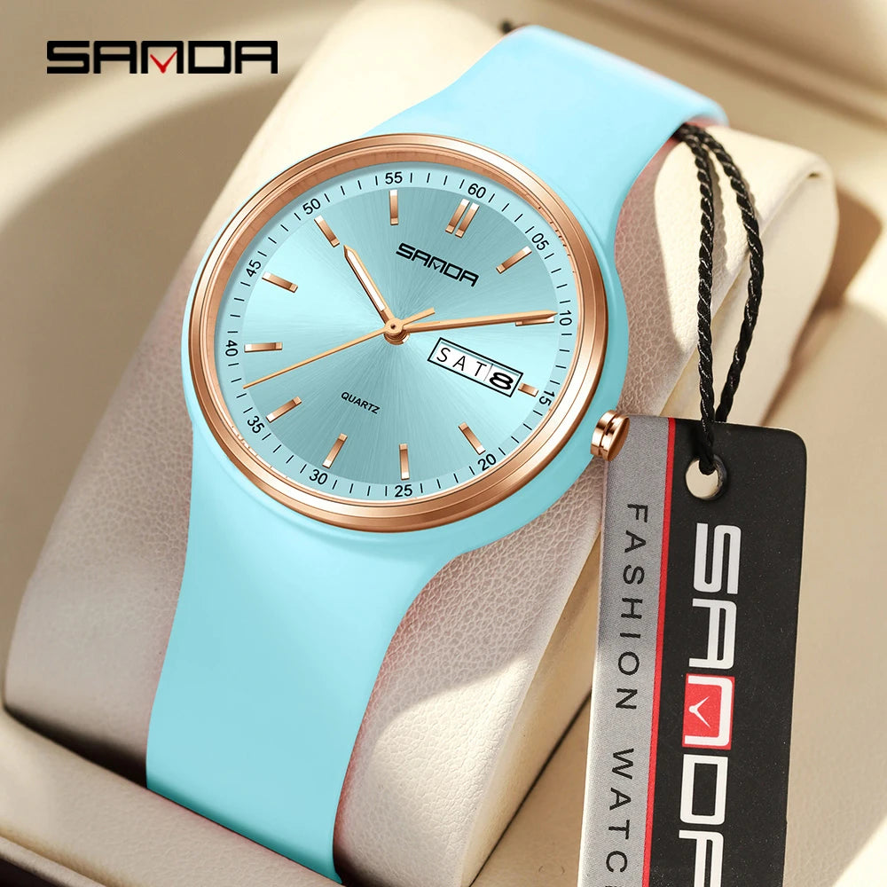 2025 Fashion SANDA Top Brand 6213 Female Student Casual Simple Women's Dual Calendar Elegant Female Student Quartz Wrist Watches