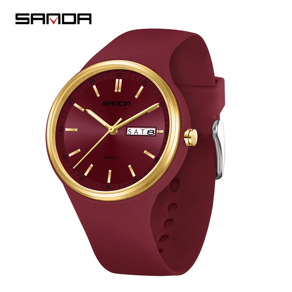 2025 Fashion SANDA Top Brand 6213 Female Student Casual Simple Women's Dual Calendar Elegant Female Student Quartz Wrist Watches
