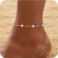 925 Sterling Silver Clover Design Ankle Bracelet for Women Dainty CZ Charm Chain Anklet Adjustable Lucky Flower Foot Jewelry