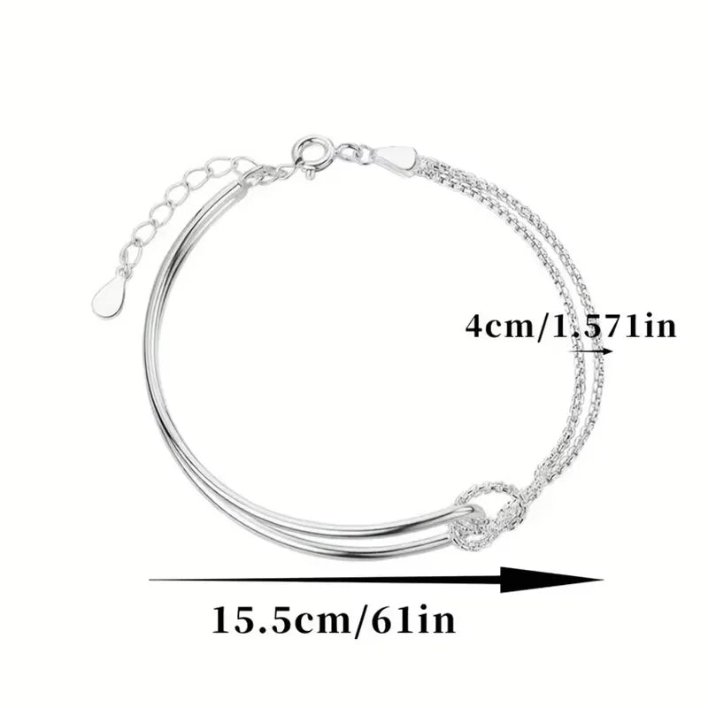 3Pcs S925 Sterling Silver Bracelet Set Minimalist Geometric Half Chain Woven Wavy Bracelets For Women Elegant Jewelry Gifts