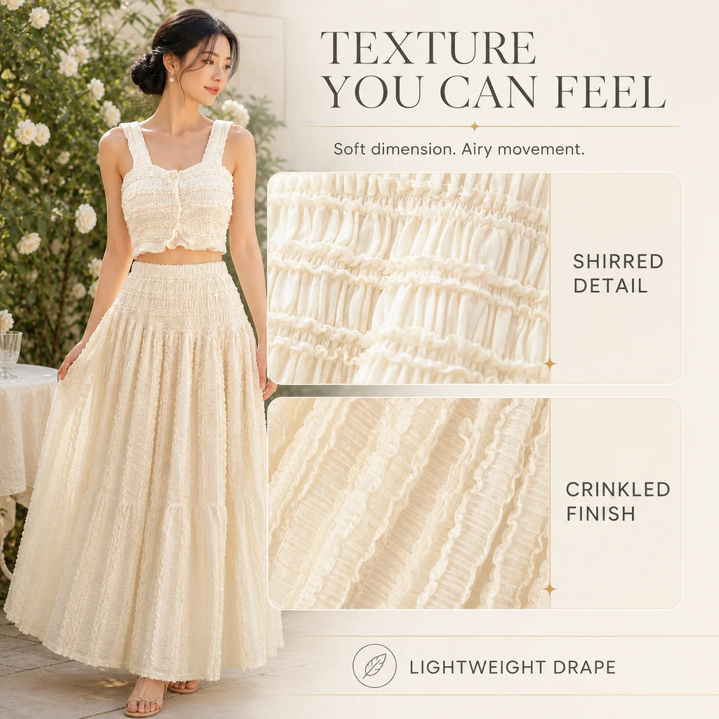 Harajuku Skirt Sets Camisole Top High Waist Pleated Half Skirt Piece Set Solid Color Casual Dress Two Piece Sets Womens Outfits