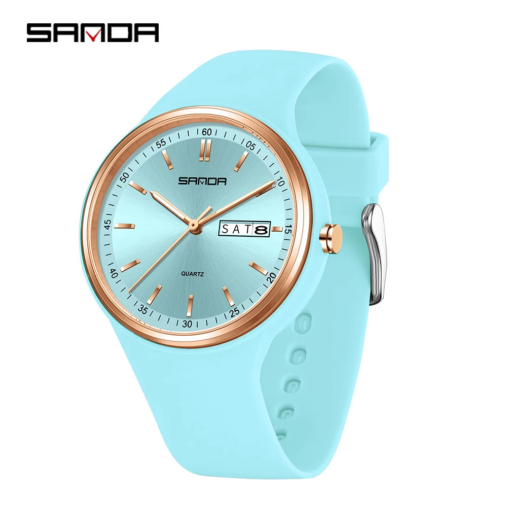 2025 Fashion SANDA Top Brand 6213 Female Student Casual Simple Women's Dual Calendar Elegant Female Student Quartz Wrist Watches