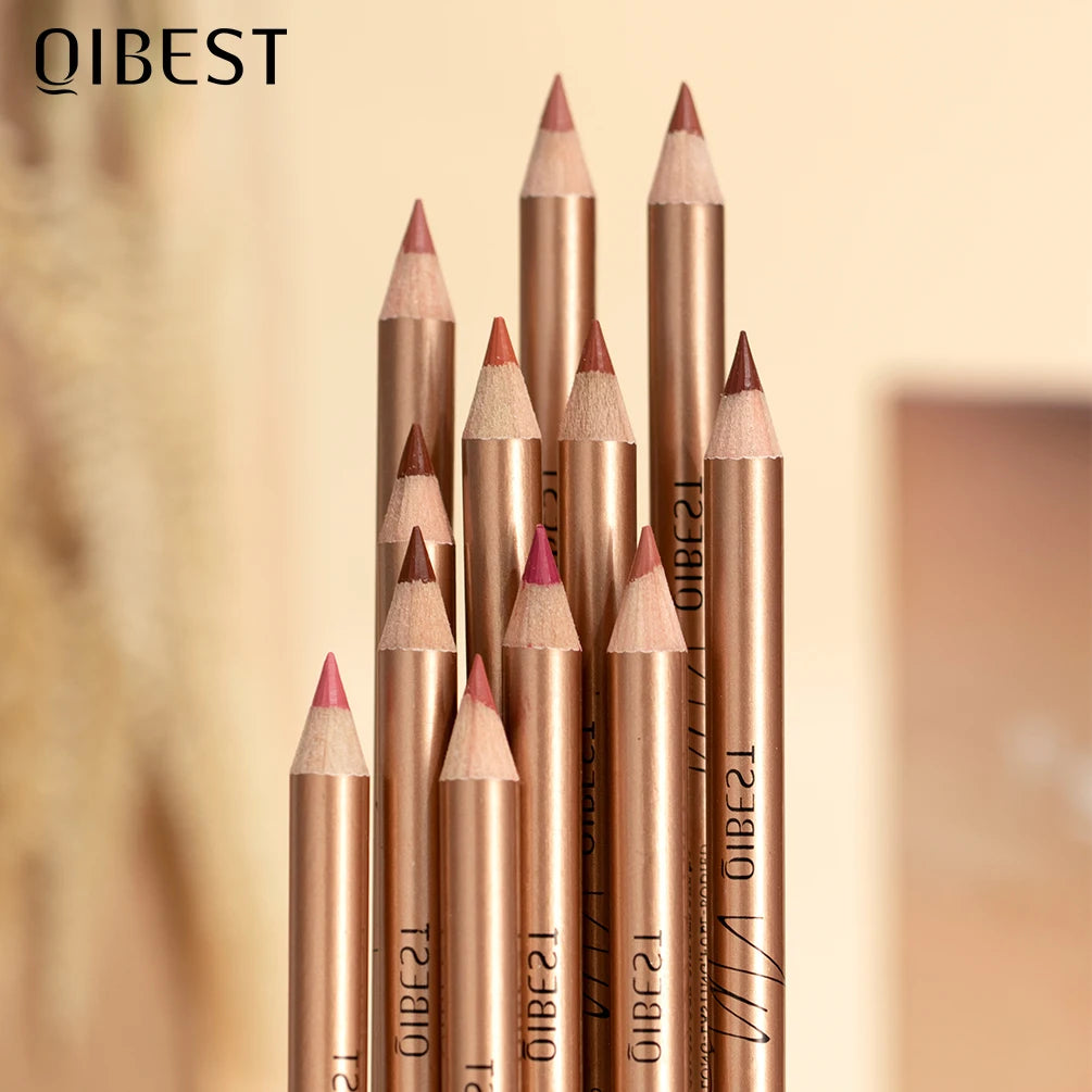 QIBEST 12 PCS Lipliner Sets Waterproof Matte Lip Pencil Lipstick Lasting Lip Liner Pen Smooth Nude Lipstick Pen For Cosmetics