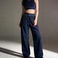 2026 Women Dark Blue Quick‑Dry Cool Breathable Casual Pants Lightweight Floor‑Length Loose Versatile Elastic Sports Sweatpants