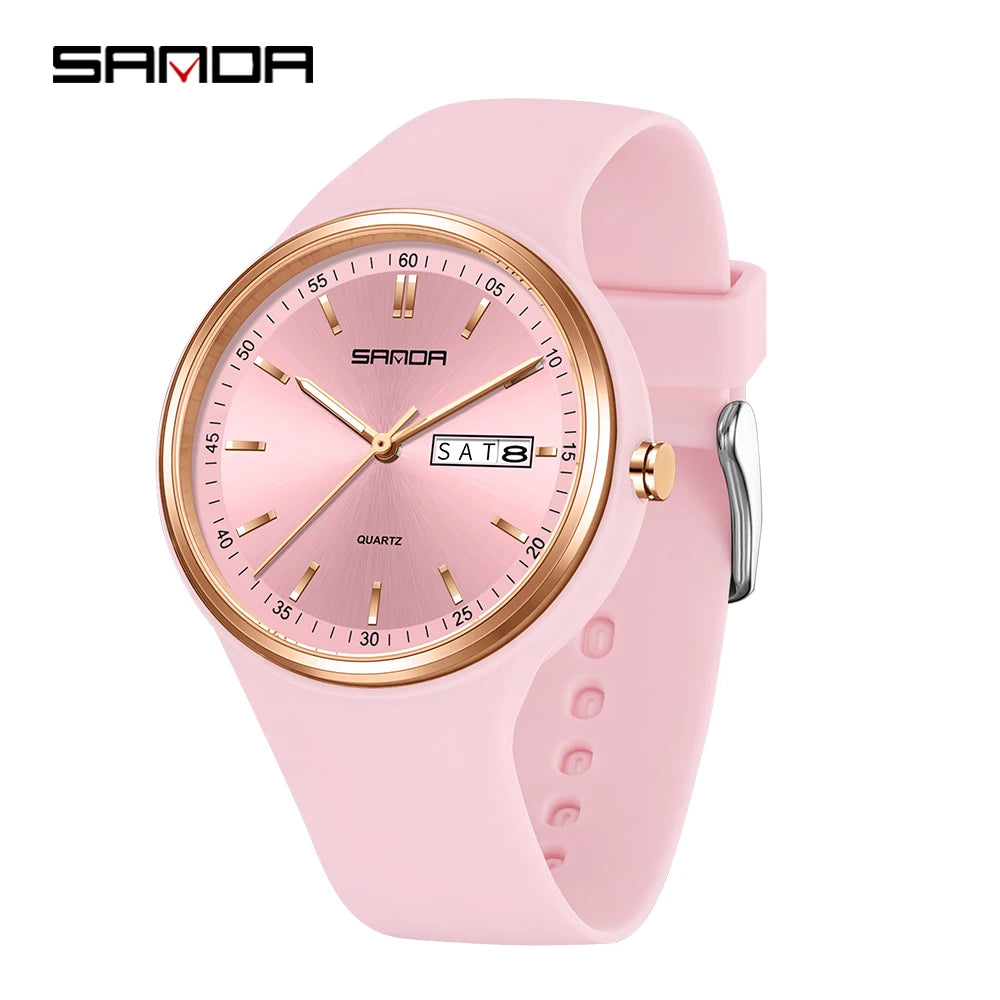 2025 Fashion SANDA Top Brand 6213 Female Student Casual Simple Women's Dual Calendar Elegant Female Student Quartz Wrist Watches