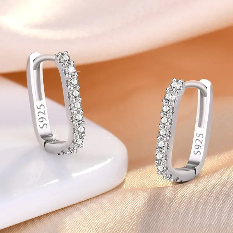 Original designer 925 Sterling Silver Elegant Crystal Jewelry Fashion Zircon Circle Hoop Earrings for Woman Wedding Party Gift