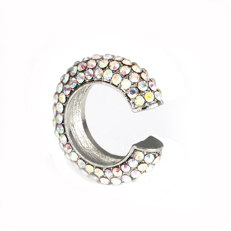 Fashion C Shape Round Cartilage Clip Earrings For Women Fake No Pierced Earrings Crystal Rhinestone Geometric Jewelry Gold Color
