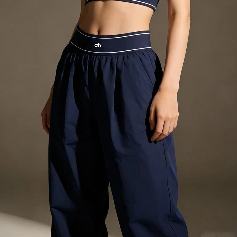 2026 Women Dark Blue Quick‑Dry Cool Breathable Casual Pants Lightweight Floor‑Length Loose Versatile Elastic Sports Sweatpants
