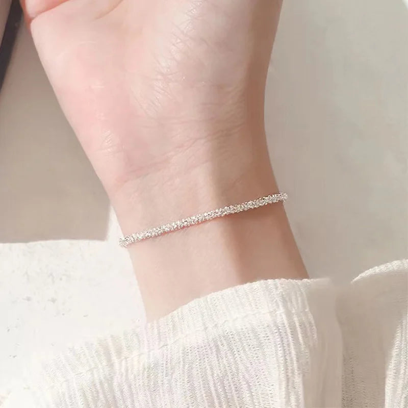 3Pcs S925 Sterling Silver Bracelet Set Minimalist Geometric Half Chain Woven Wavy Bracelets For Women Elegant Jewelry Gifts